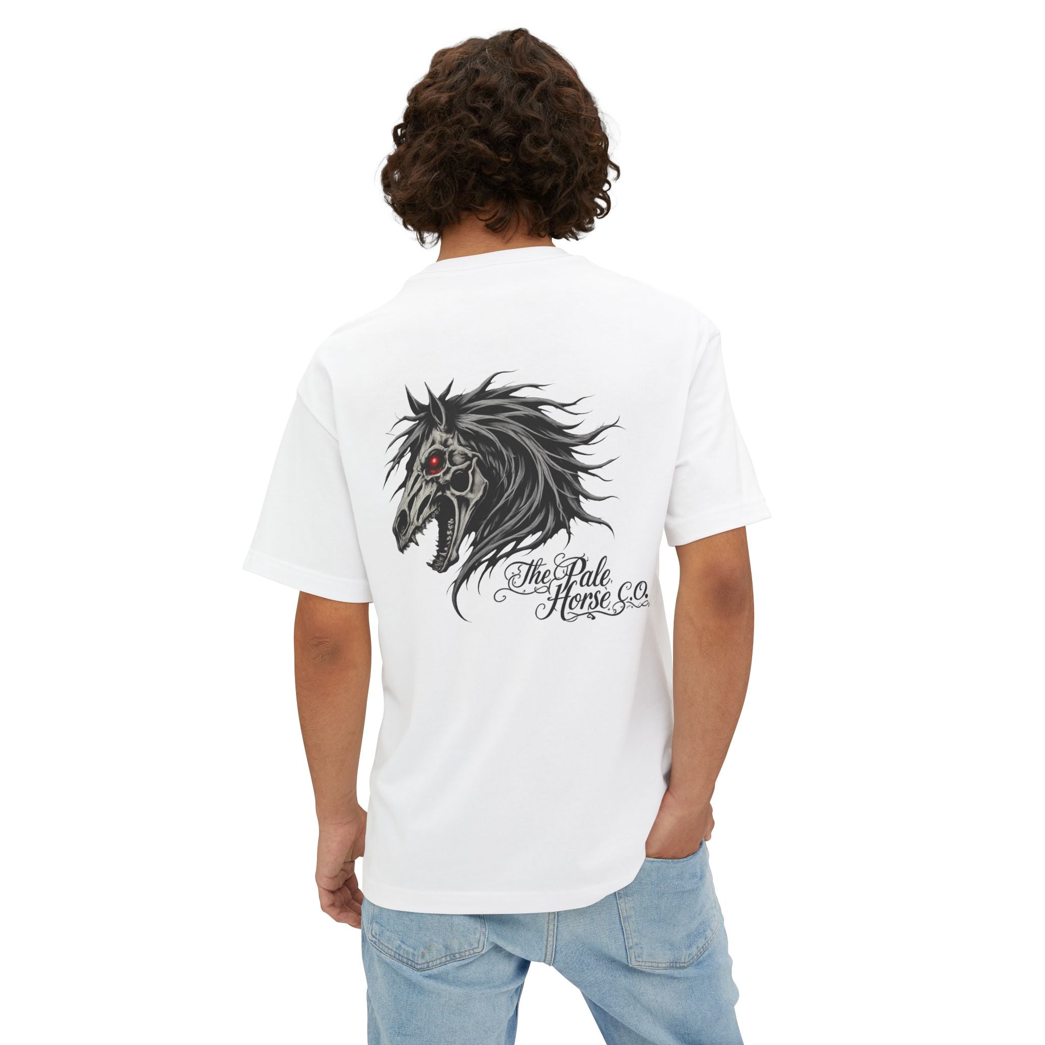 Tee — 'The Pale Horse Co.' Gothic Horse Skull Graphic Oversized Boxy Tee