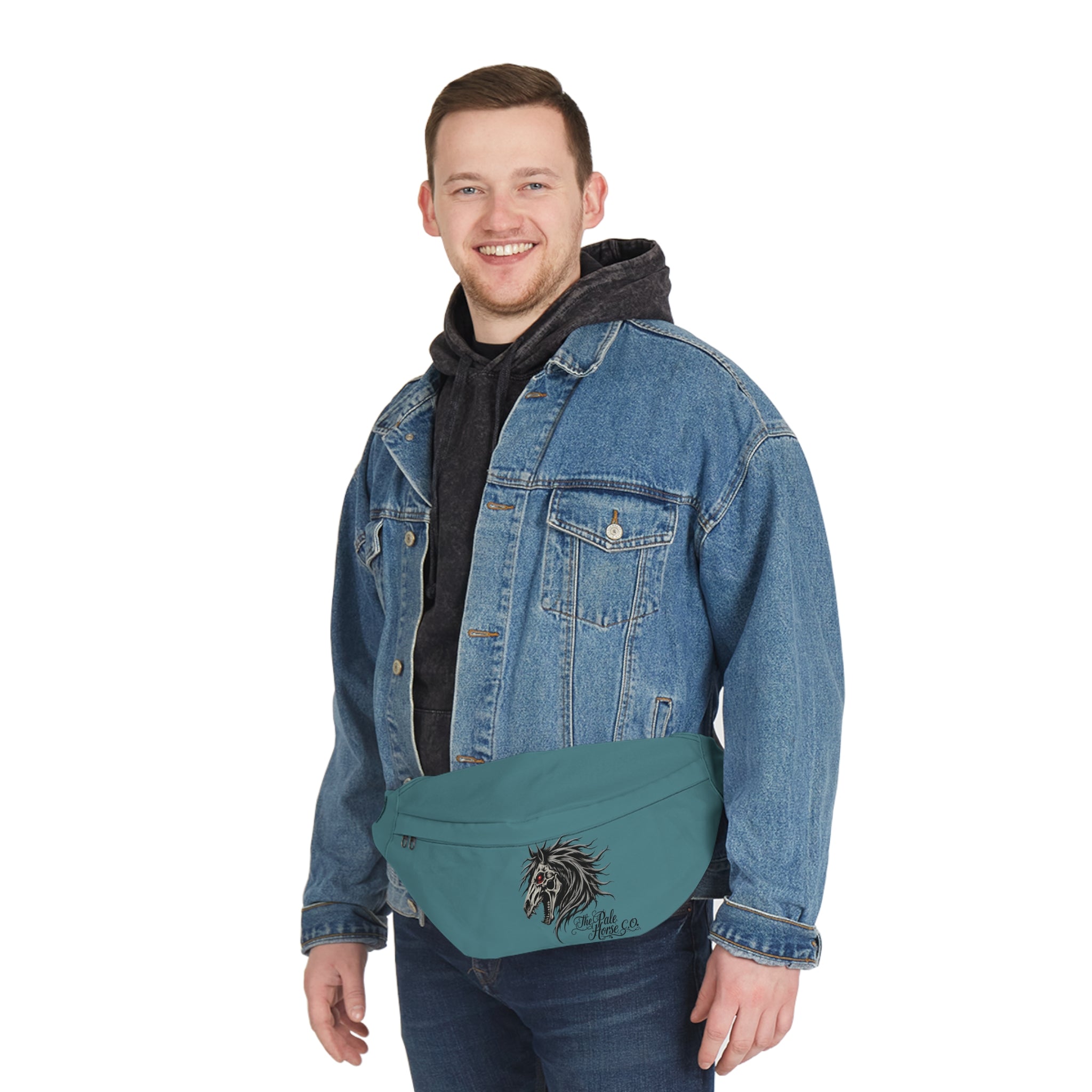 Horse Head Graphic Fanny Pack — Large Teal Waist Bag with 'Ride or Die' Vibe