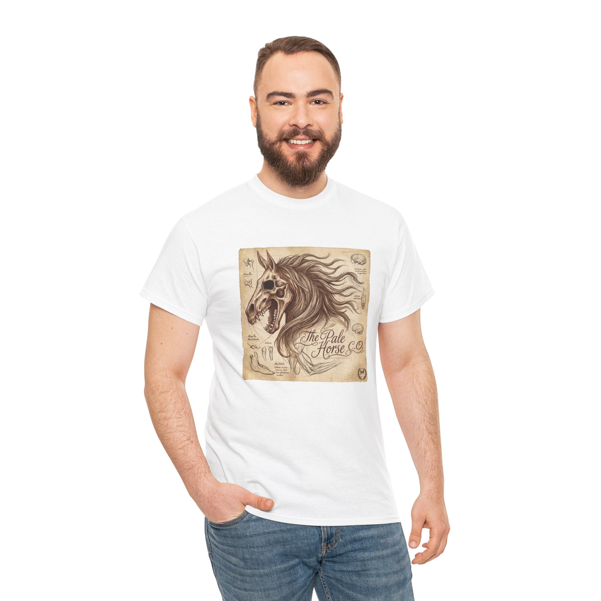 Horse Skull Illustration Tee — 'The Lone Horse Co.' Vintage Gothic Graphic T-Shirt