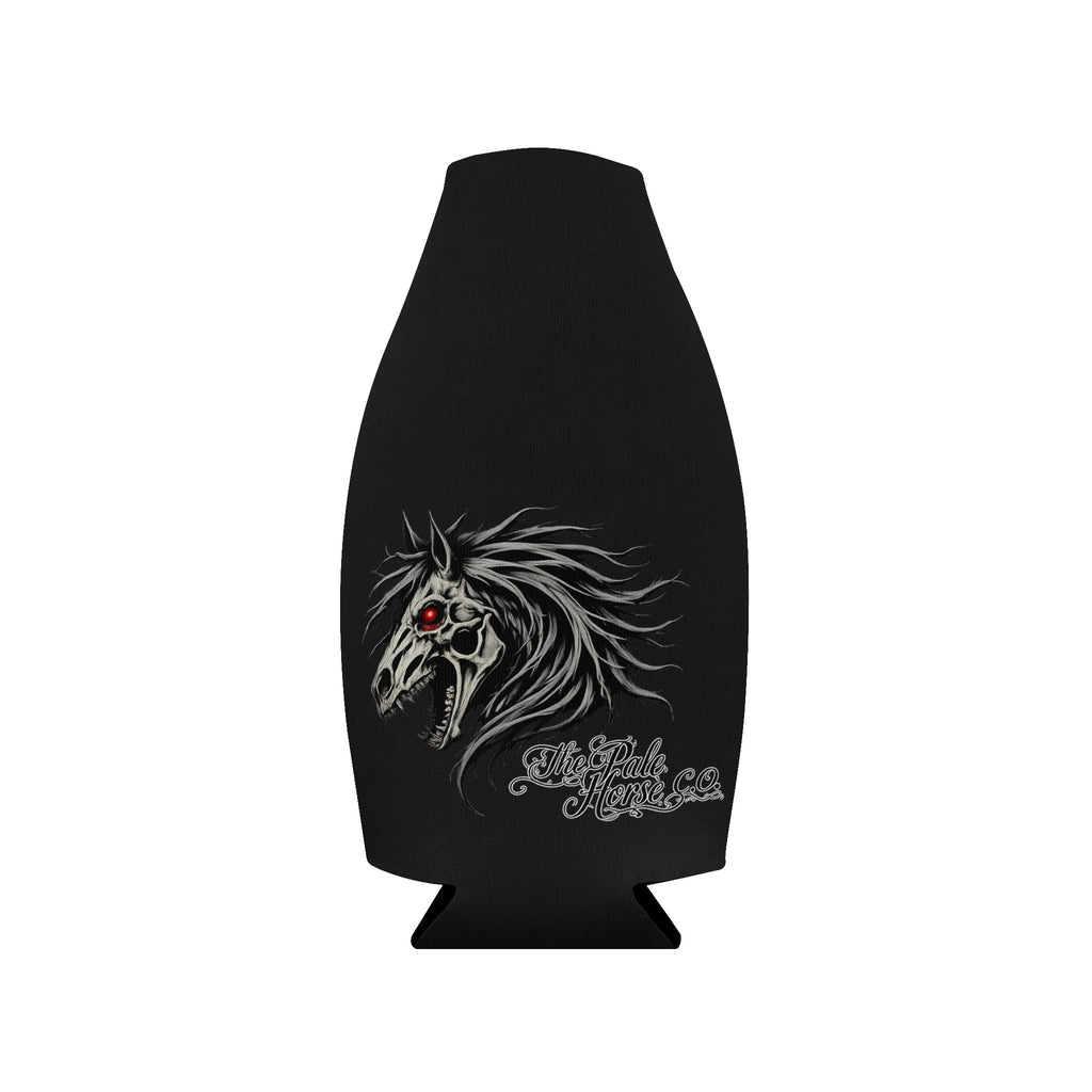 Zip-Up Bottle Cooler Sleeve — Gothic Red-Eyed Horse Neoprene Can Koozie