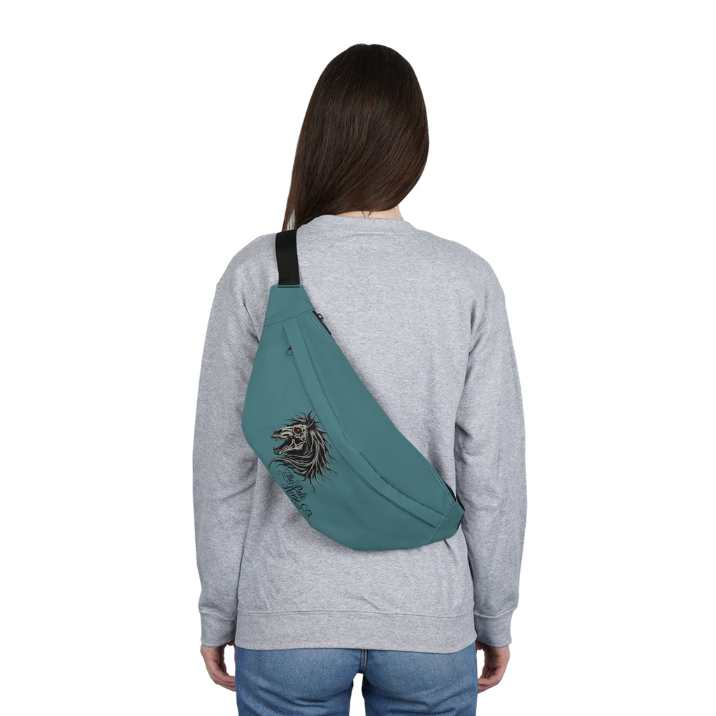 Horse Head Graphic Fanny Pack — Large Teal Waist Bag with 'Ride or Die' Vibe