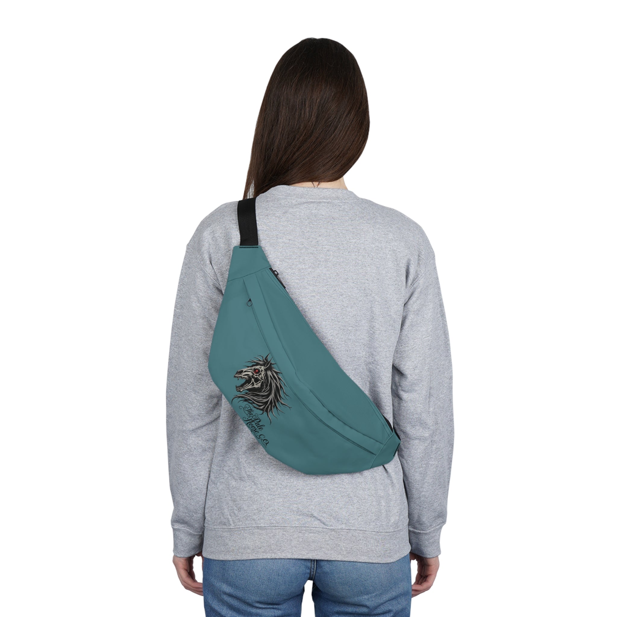 Horse Head Graphic Fanny Pack — Large Teal Waist Bag with 'Ride or Die' Vibe