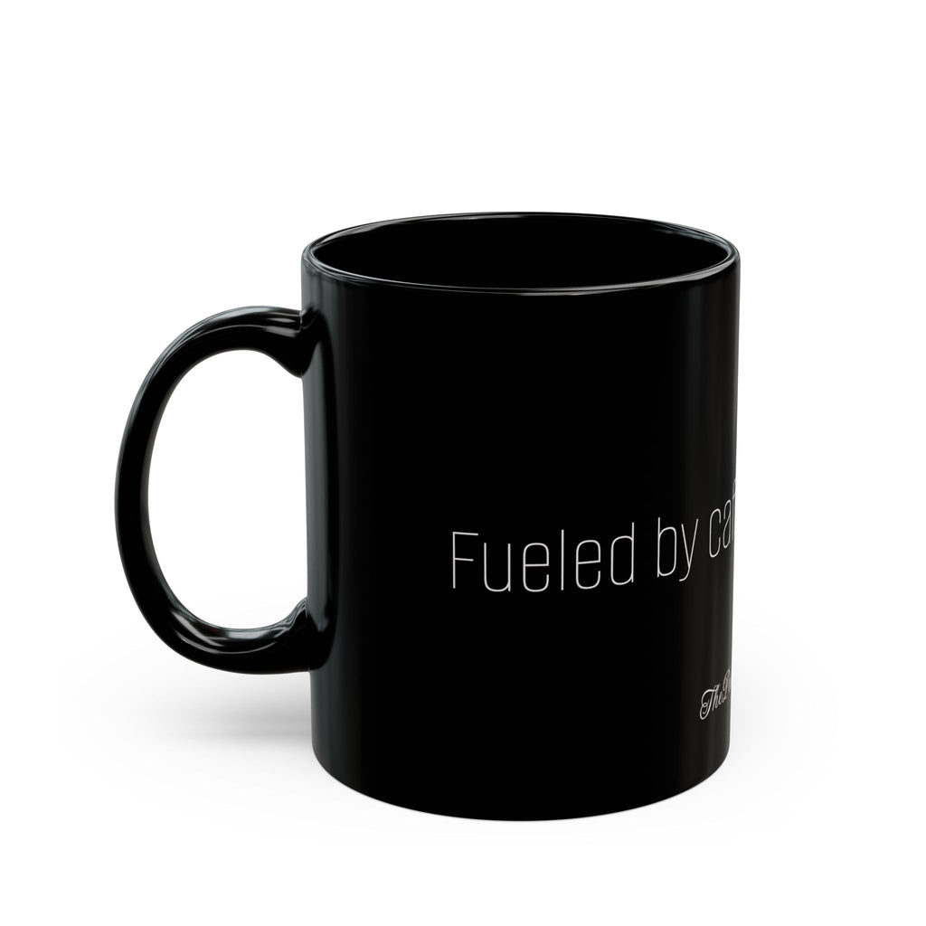 Black Coffee Mug – "Fueled by Caffeine and Chaos" Ceramic 11oz/15oz