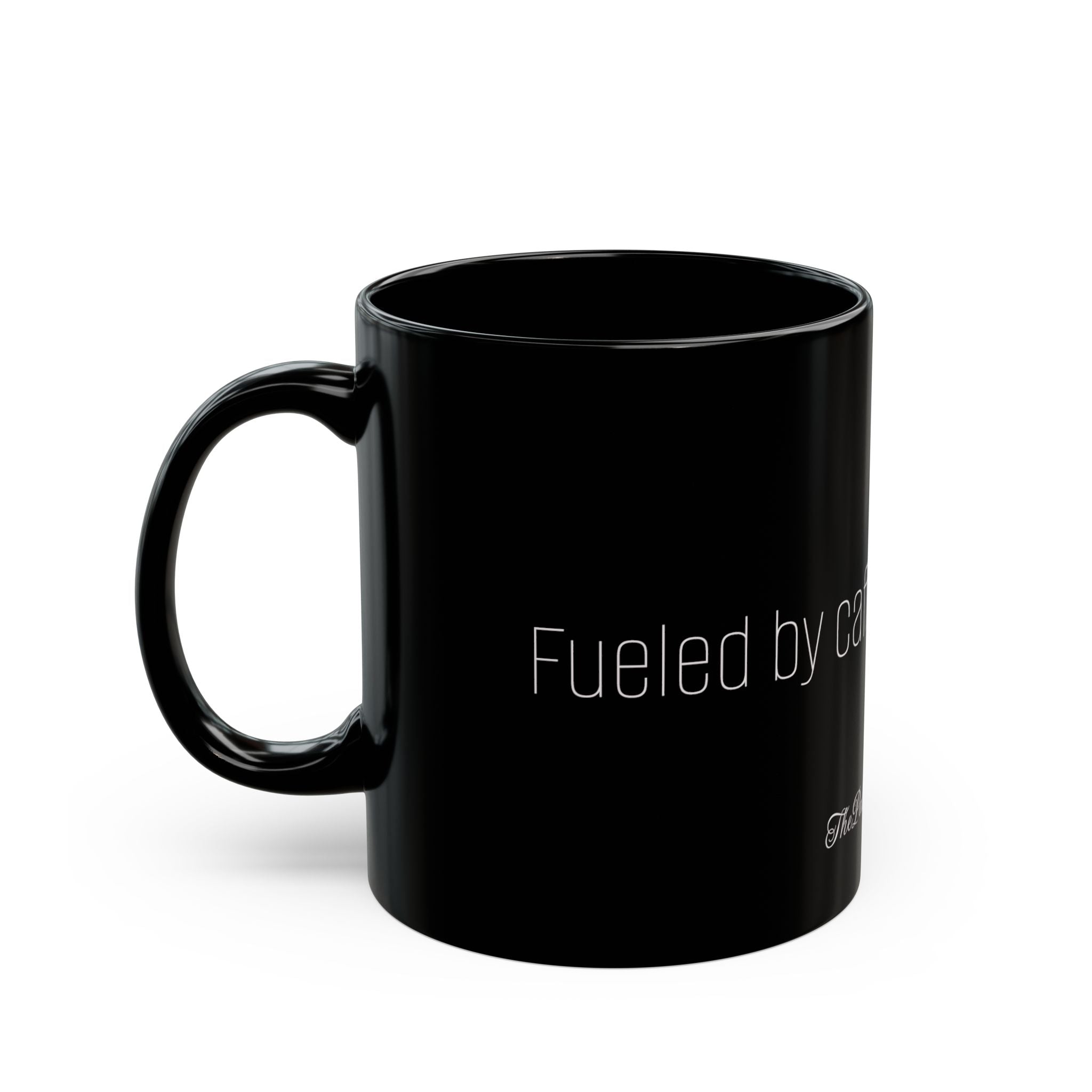 Black Coffee Mug – "Fueled by Caffeine and Chaos" Ceramic 11oz/15oz