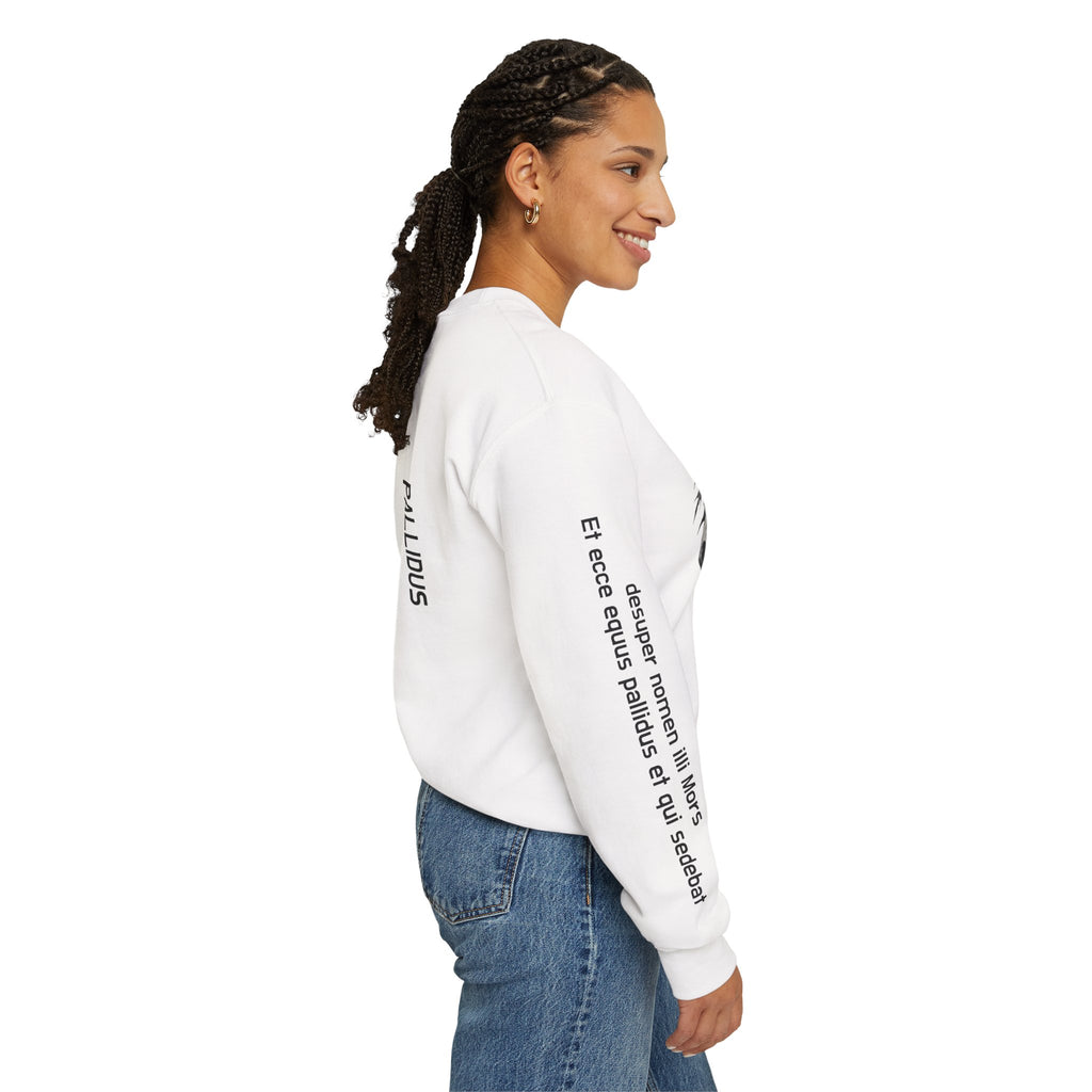 Pale Horse Skull Design Crewneck Sweatshirt | Gothic Horse Artwork